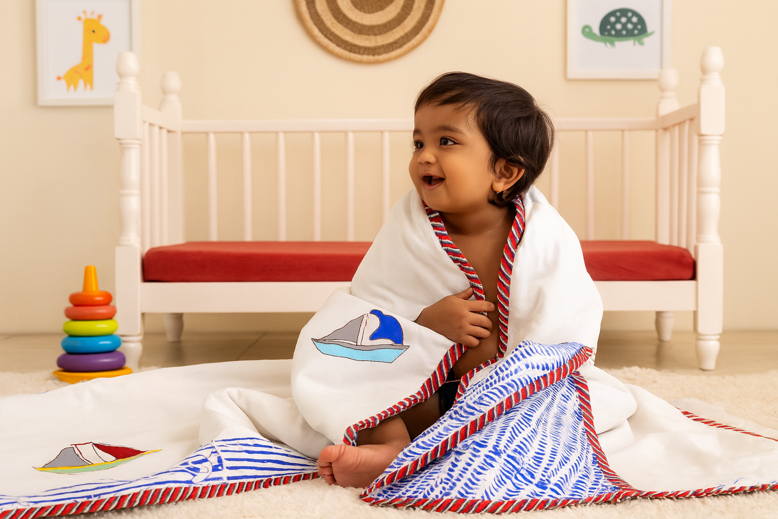 Boat Hand Block Printed Premium Reversible Kids Dohar