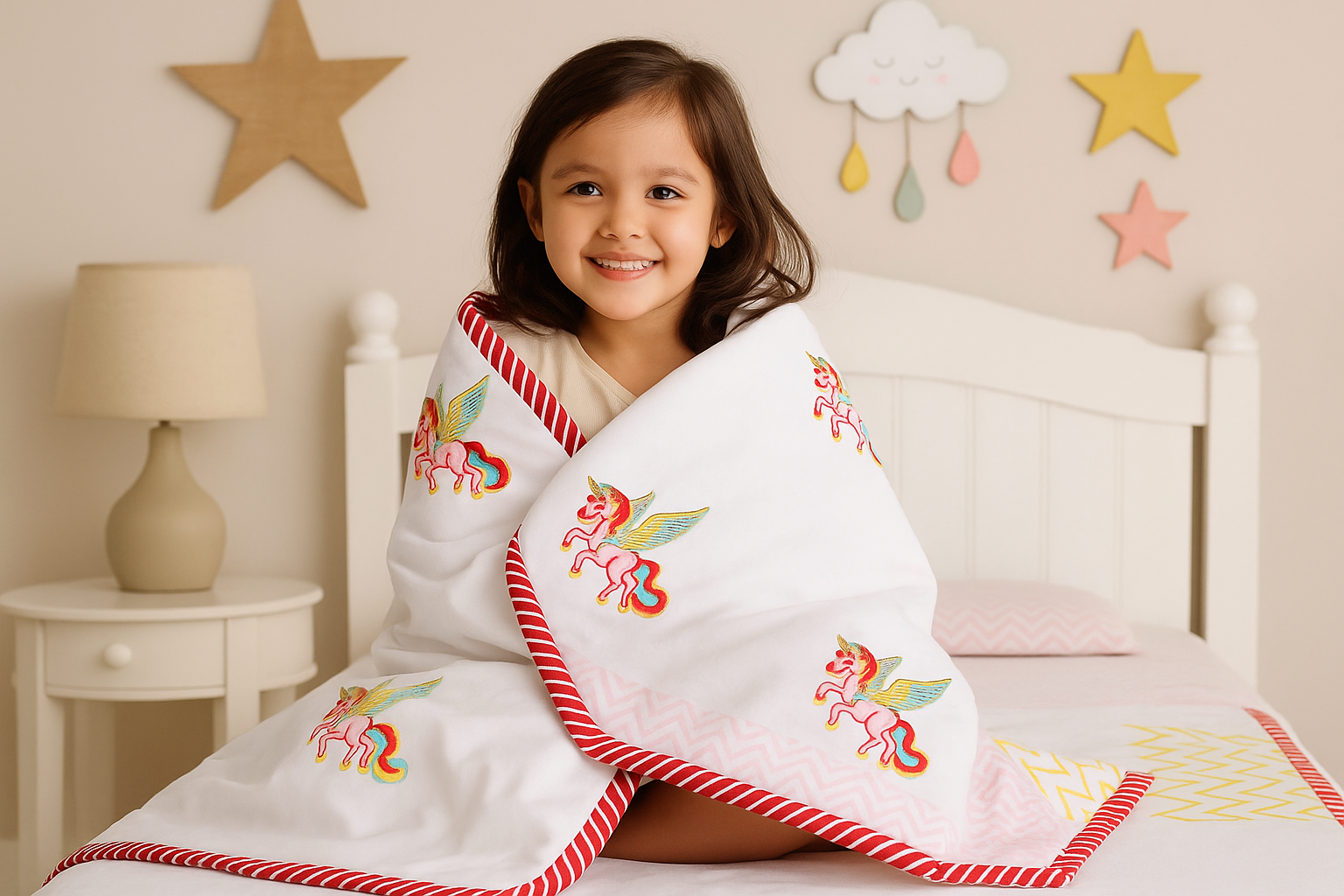 Unicorn Hand Block Printed Premium Reversible Kids Dohar