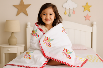 Unicorn Hand Block Printed Premium Reversible Kids Dohar