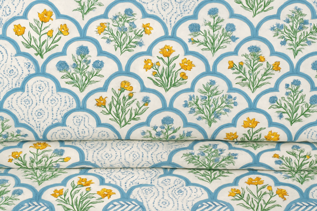 Indigo Garden Hand Block Printed Premium Reversible Quilt