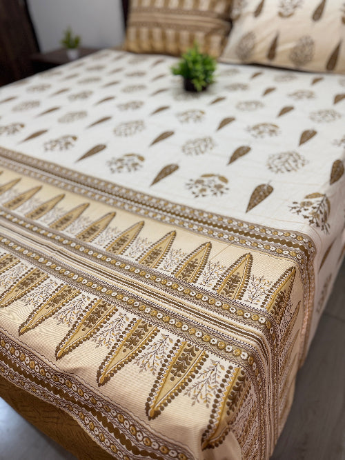 Mustard Bloom Super King Size Premium Cotton Bedsheet