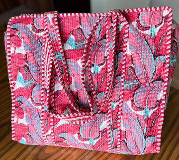 Leafy Luxe Tote Bag with Zip