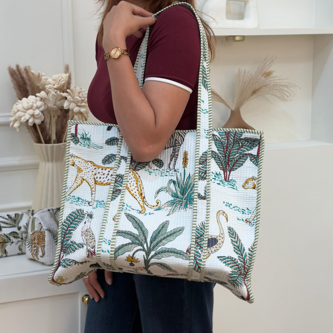 Botanica Bloom Tote Bag with Pouches - Set of 4