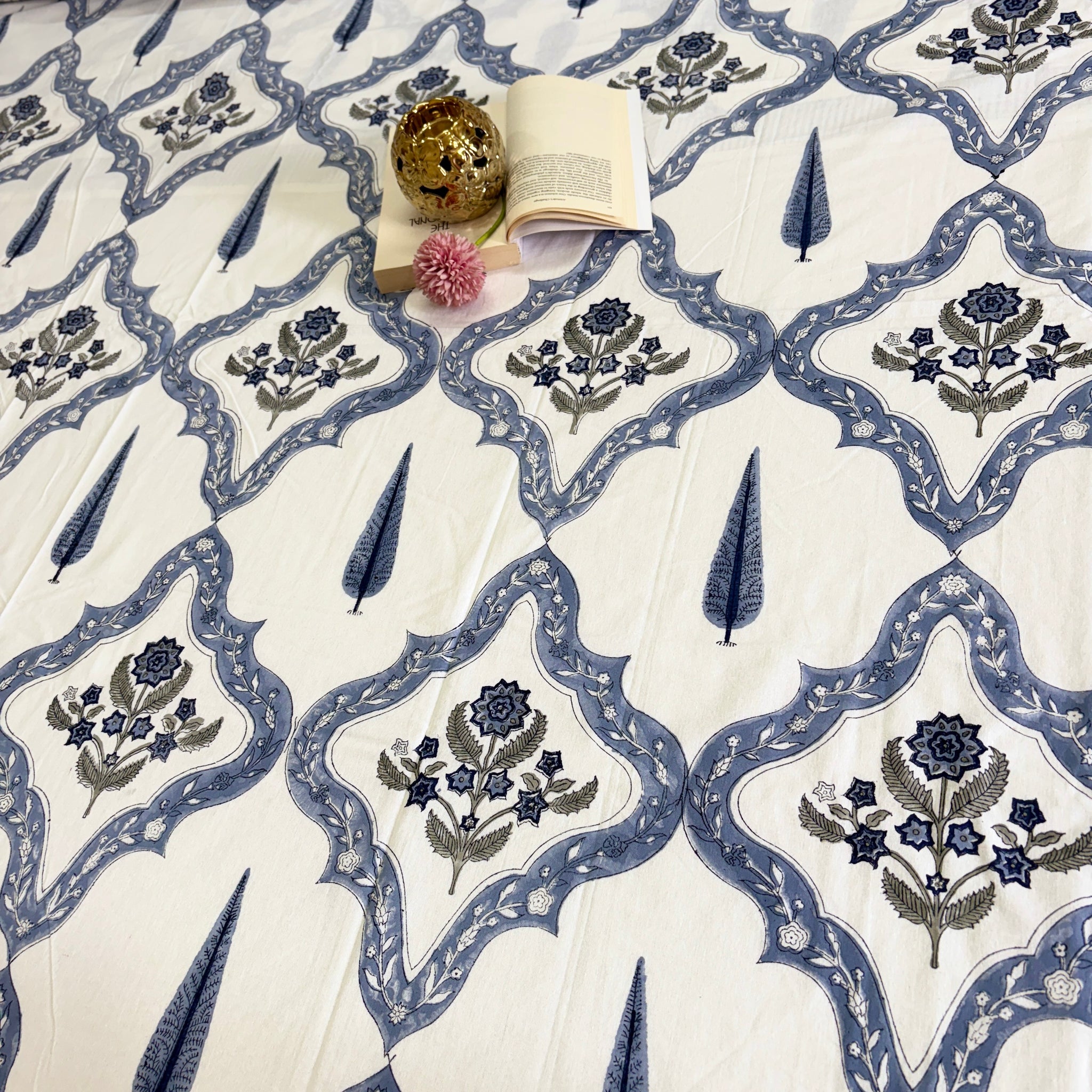 Neelam Hand Block Print King Size Premium Cotton Bedsheet