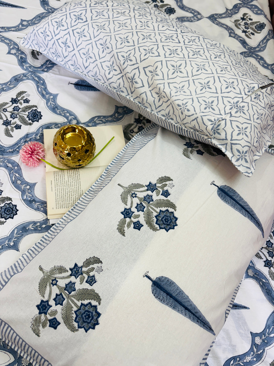 Neelam Hand Block Print King Size Premium Cotton Bedsheet