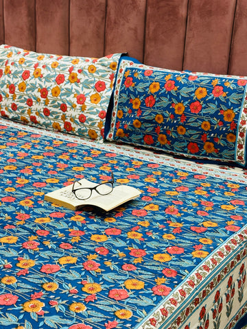 Blossom Bliss Premium Cotton King Size Bedsheet