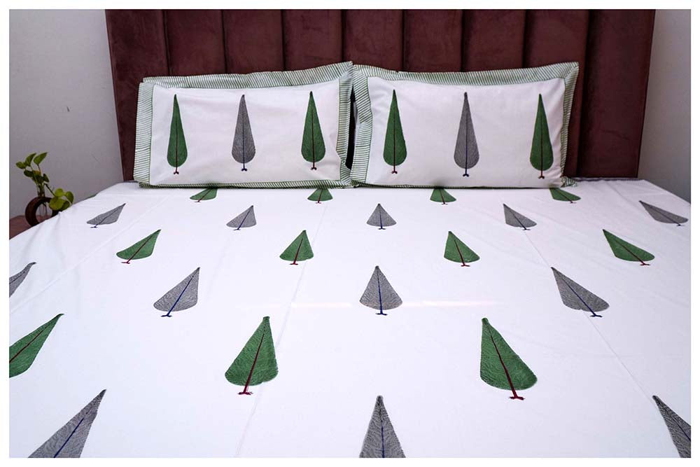 Heritage Luxe Hand Block Printed Cotton King Size Bedsheet