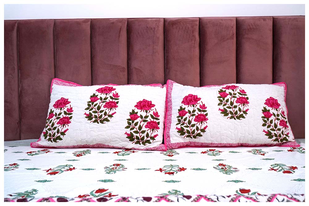 Jaipur Jewels Hand Block Printed Premium Reversible Quilt Set