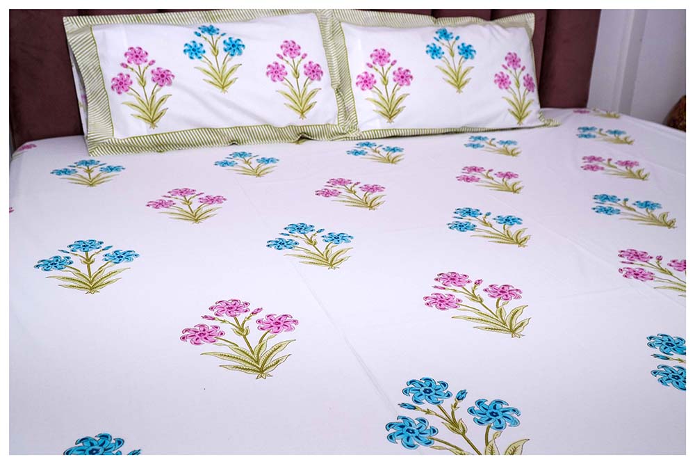 Maharaja Dreams Hand Block Printed Cotton King Size Bedsheet