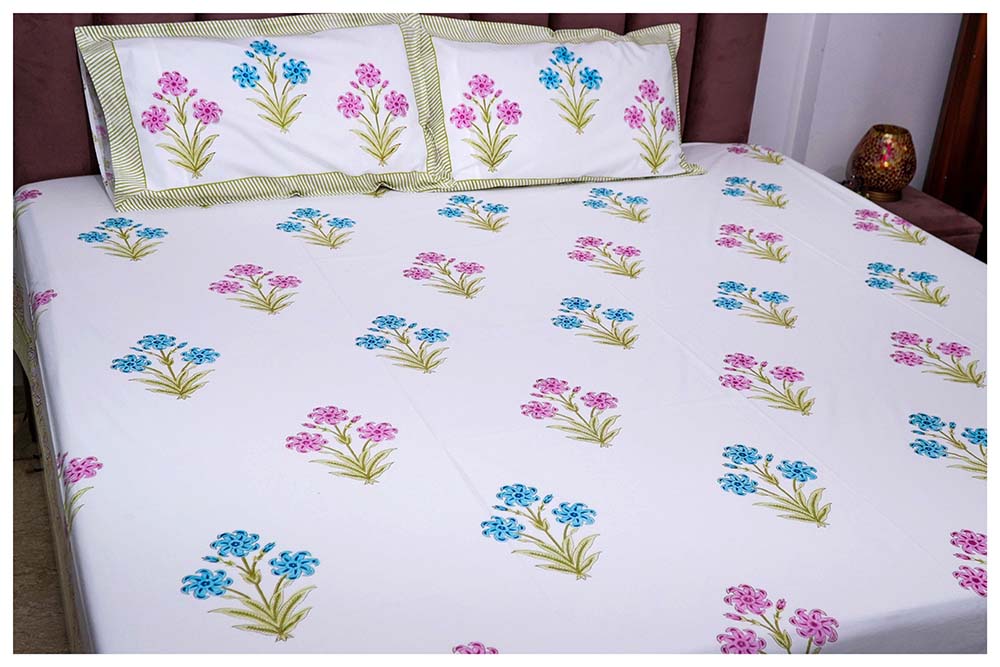 Maharaja Dreams Hand Block Printed Cotton King Size Bedsheet