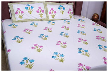 Maharaja Dreams Hand Block Printed Cotton King Size Bedsheet