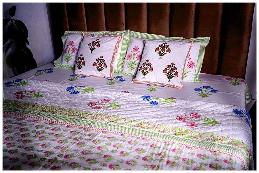 Maharaja Dreams Hand Block Printed Premium Bed Quilt Set