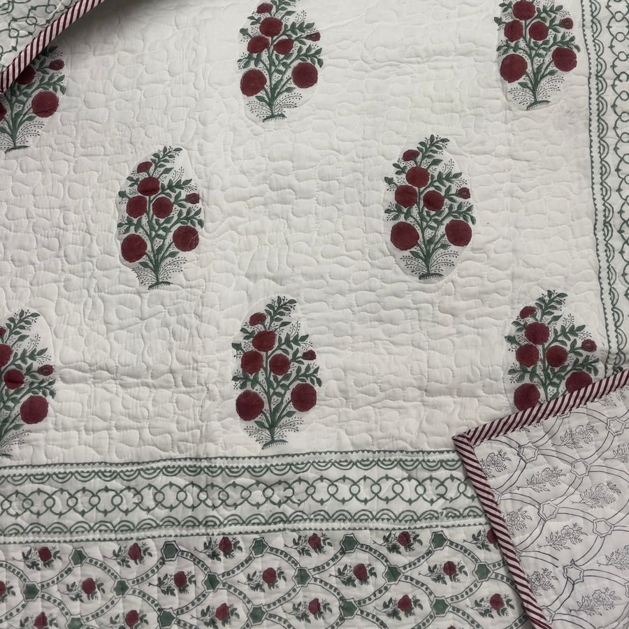 Bagh-e-Gul Quilted Reversible Double Bedcover Set