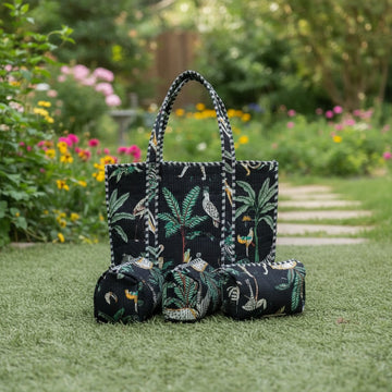Black Panther Tote Bag with Pouches - Set of 4