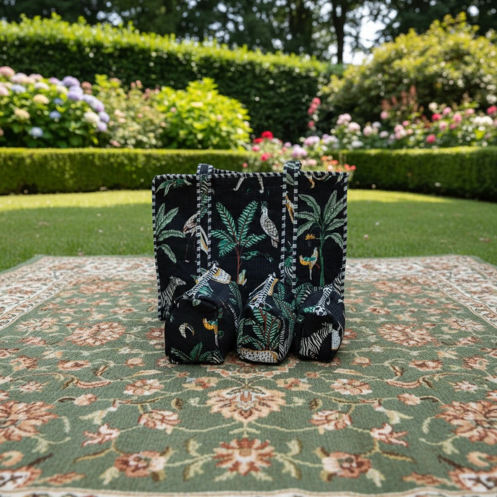 Black Panther Tote Bag with Pouches - Set of 4