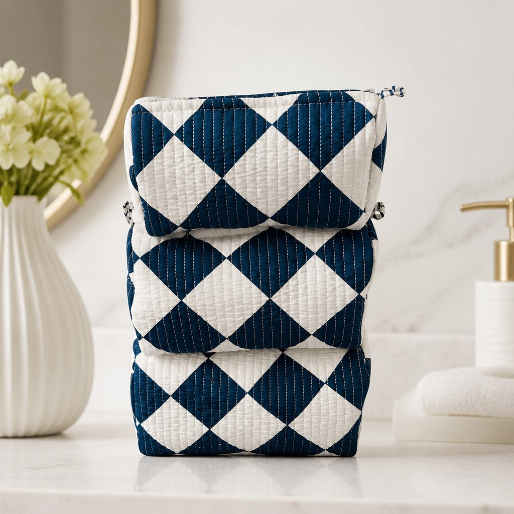 Blue Bliss Set of 3 Utility Pouches