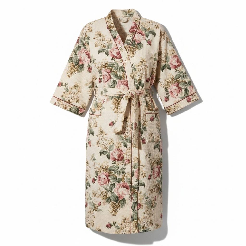 Rosabelle Hand Block Printed Unisex Bathrobe - Free Size