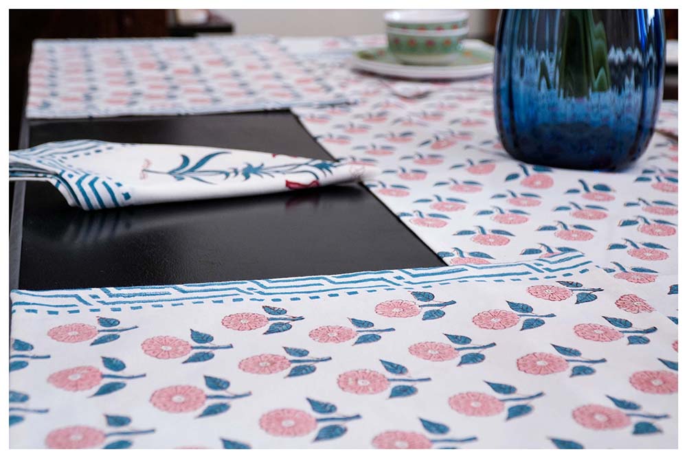 Rosalia Cotton Hand Block Table Runner