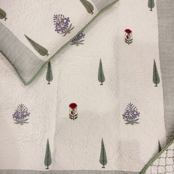 Cypress Bloom Quilted Reversible Double Bedcover Set