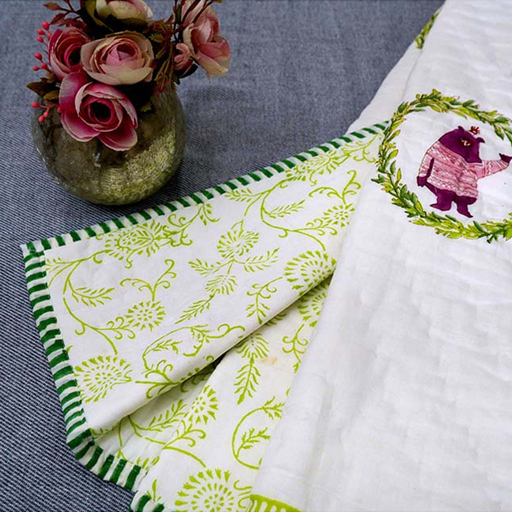 Baloo Hand Block Printed Premium Reversible Kids Quilt