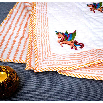 Cloud Hopper Hand Block Printed Premium Reversible Kids Quilt
