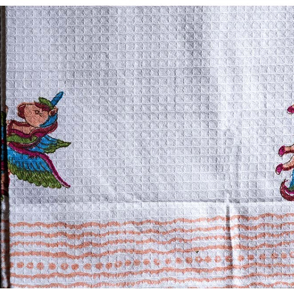Cloud Hopper Hand Block Printed Waffle Bath Kids Towel