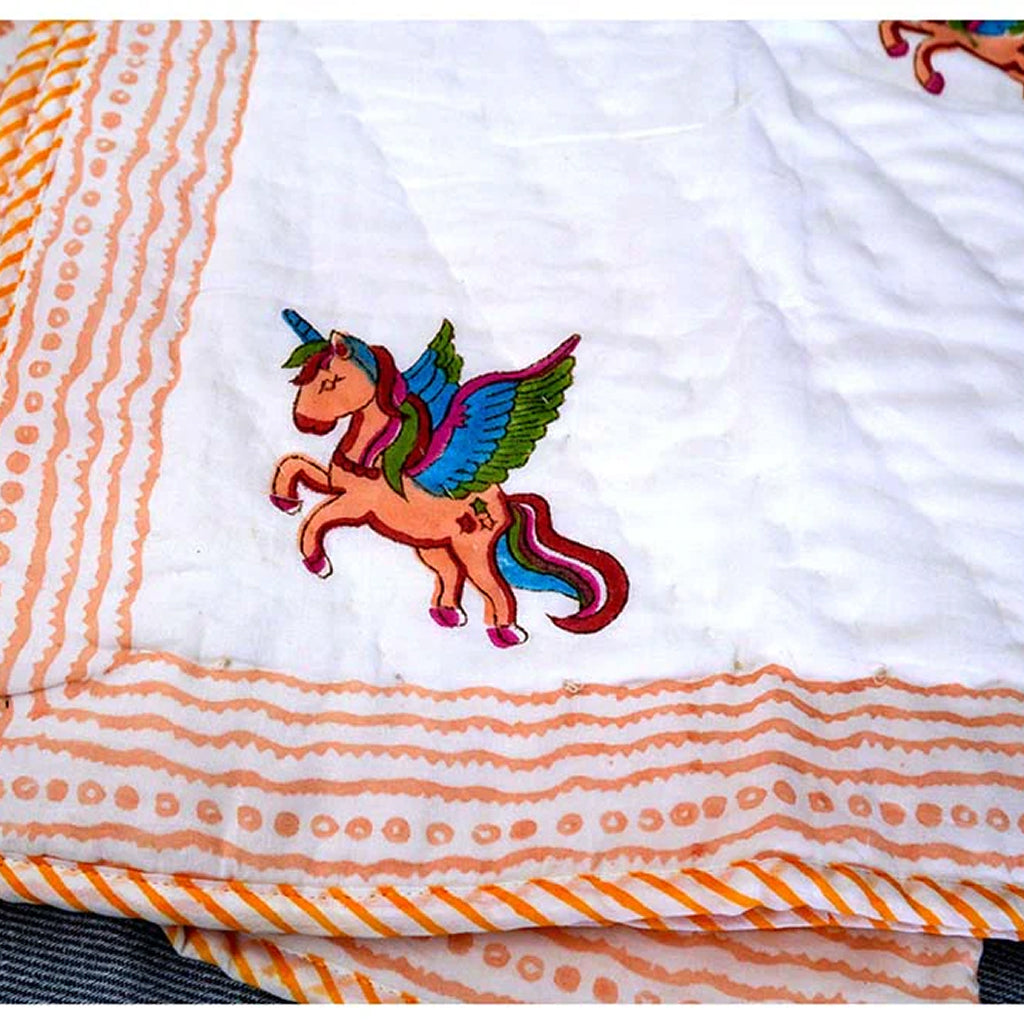 Cloud Hopper Hand Block Printed Premium Reversible Kids Quilt