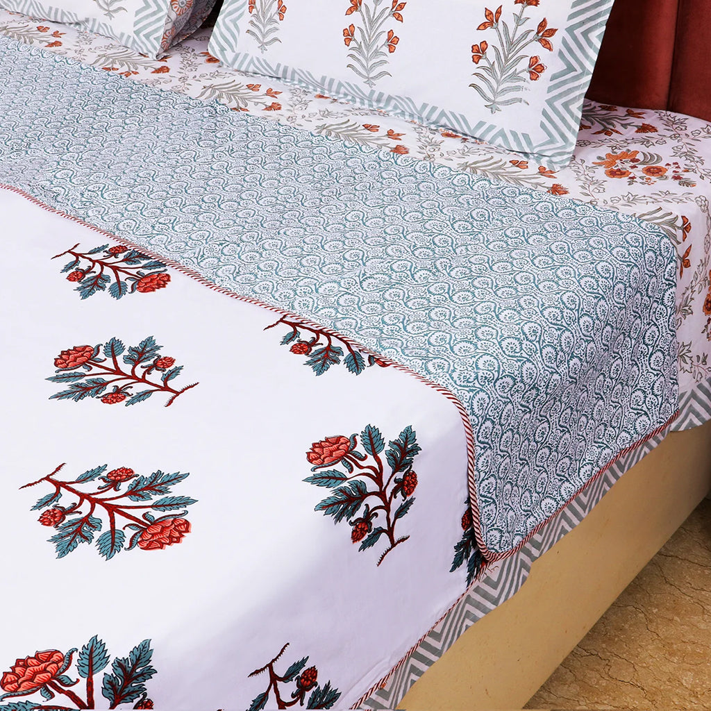 Comfort Weave White and Red Mulmul Cotton Dohar