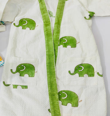 Safari Hand Block Printed Kids Bathrobes