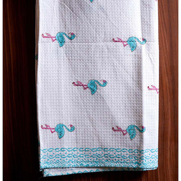 Feathers Hand Block Printed Waffle Bath Kids Towel