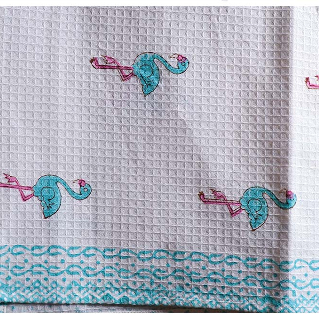 Feathers Hand Block Printed Waffle Bath Kids Towel