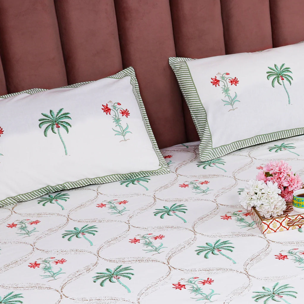 Gulmahal Hand Block King Size Premium Cotton Bedsheet