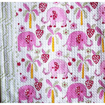 Panda Hand Block Printed Waffle Bath Kids Towel