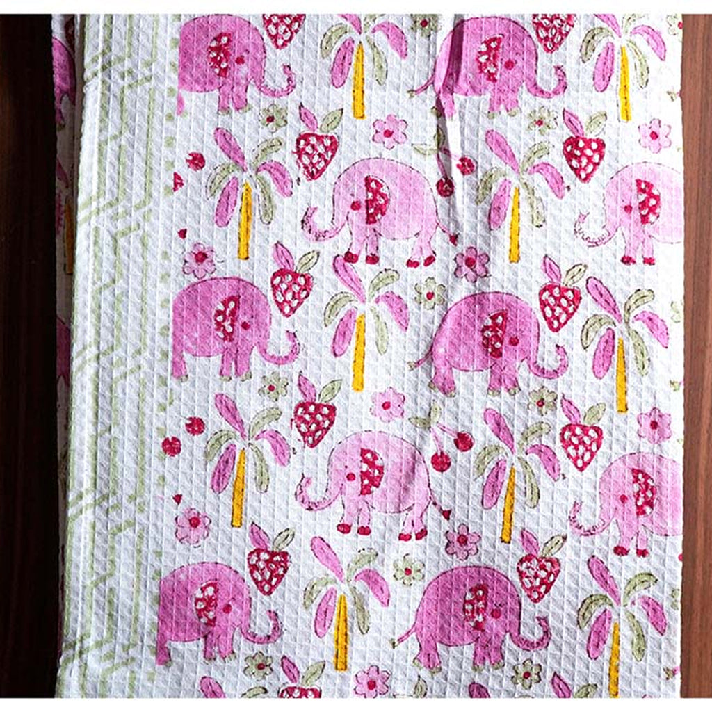 Panda Hand Block Printed Waffle Bath Kids Towel