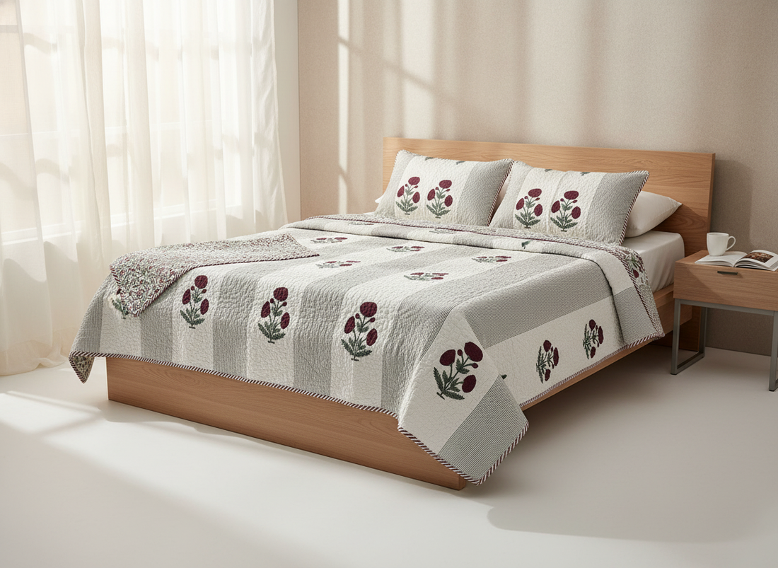 Raaga Quilted Reversible Double Bedcover Set