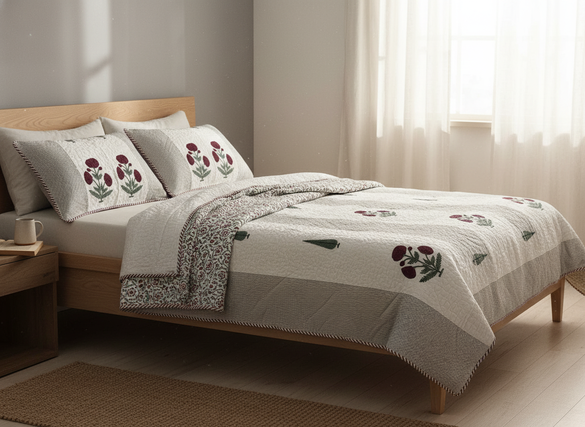Raaga Quilted Reversible Double Bedcover Set