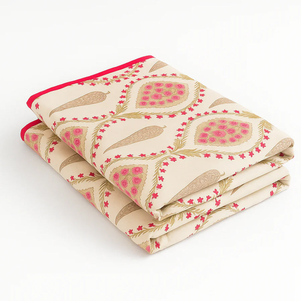 Red Vine Mulmul Cotton Pair of Single Dohars