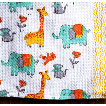 Safari Hand Block Printed Waffle Bath Kids Towel