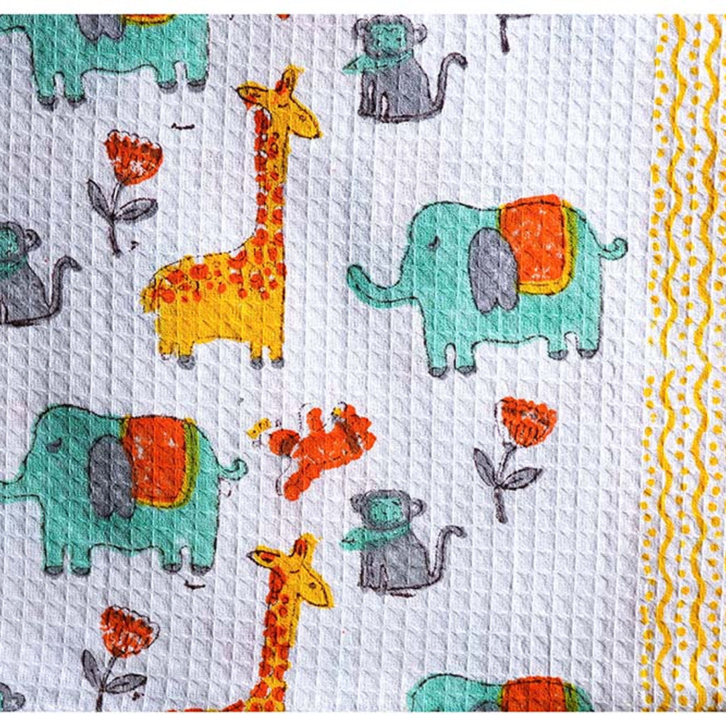 Safari Hand Block Printed Waffle Bath Kids Towel