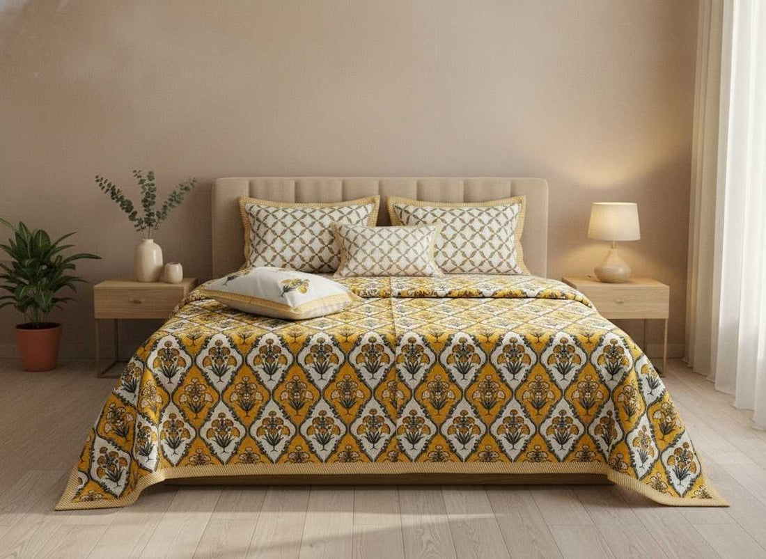Sunny Bloom King Size Premium Cotton Bedsheet