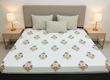 Blue Poppy King Size Premium Cotton Bedsheet