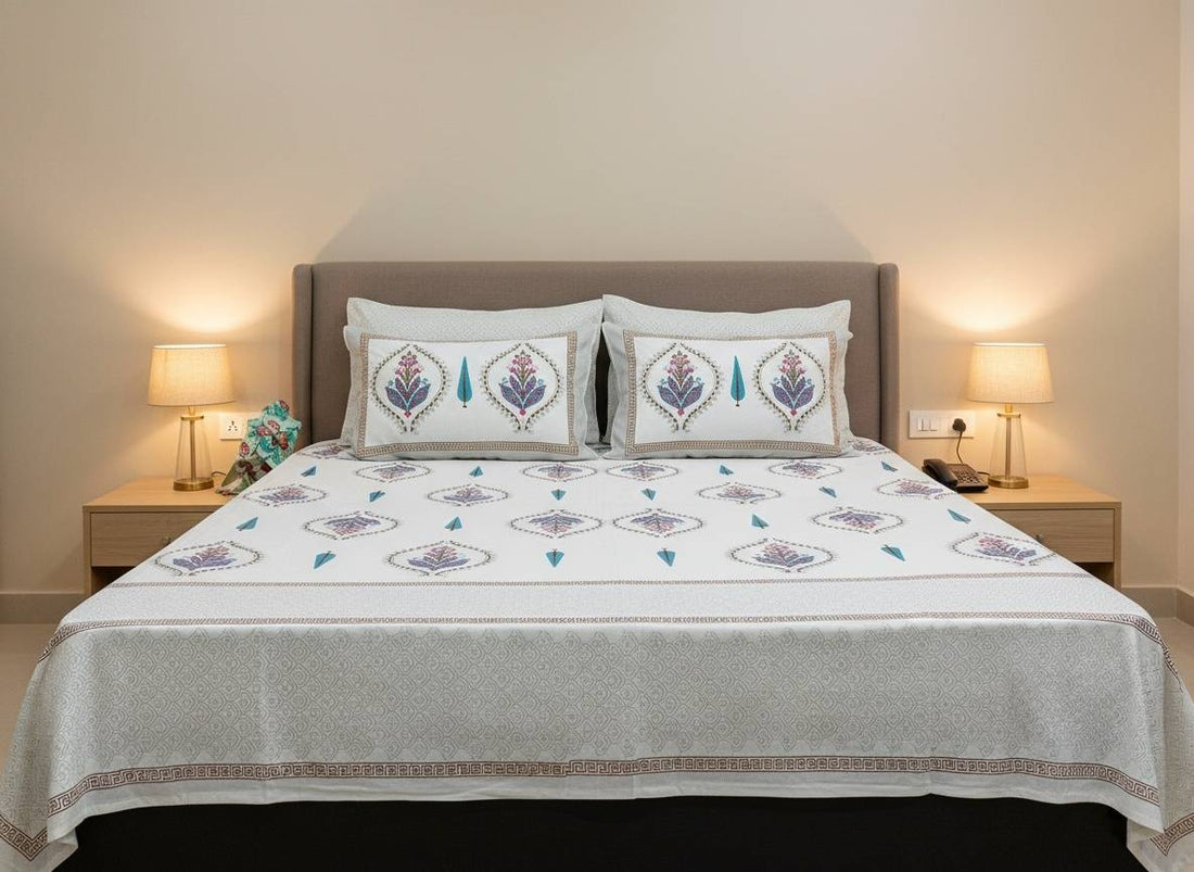 Rustic Petals King Size Premium Cotton Bedsheet