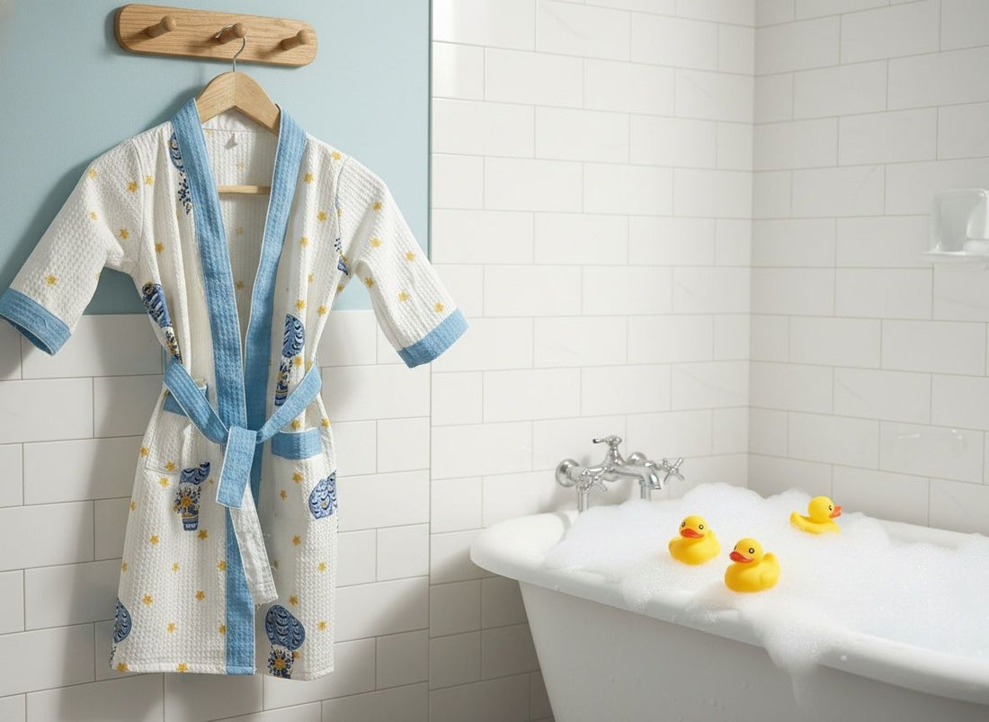 Baloon Hand Block Printed Kids Bathrobes