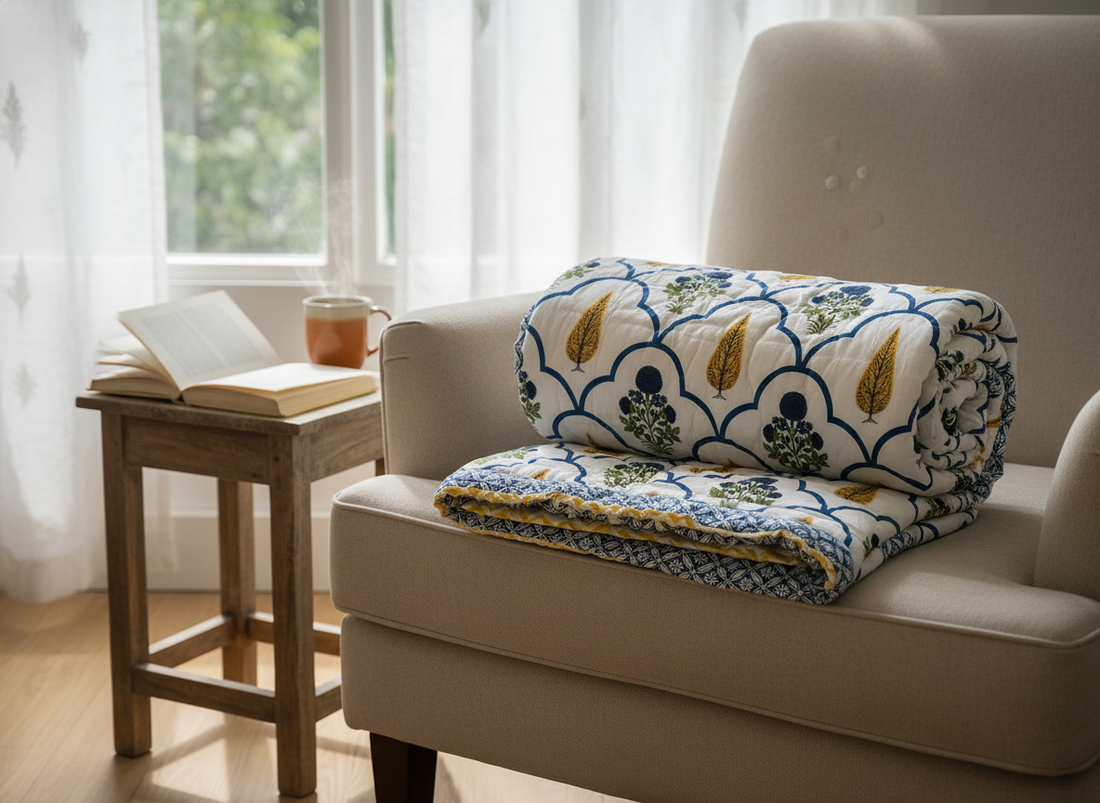 Nalini Hand Block Printed Premium Reversible Quilt