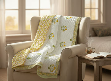 Ragini Hand Block Printed Premium Reversible Single Quilt