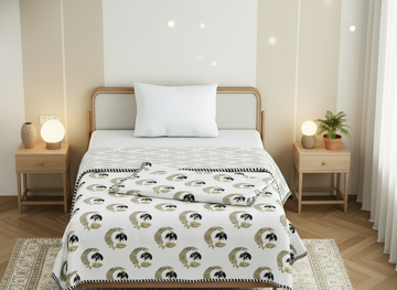 Comfort Weave White and Blue Mulmul Cotton Single Dohar