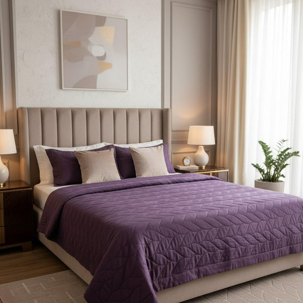 Shivoham Signature Vine Quilted Double Bedcover Set - 500 TC