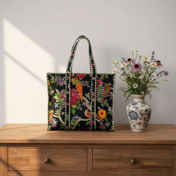 Phool & Parrot Tote Bag with Zip