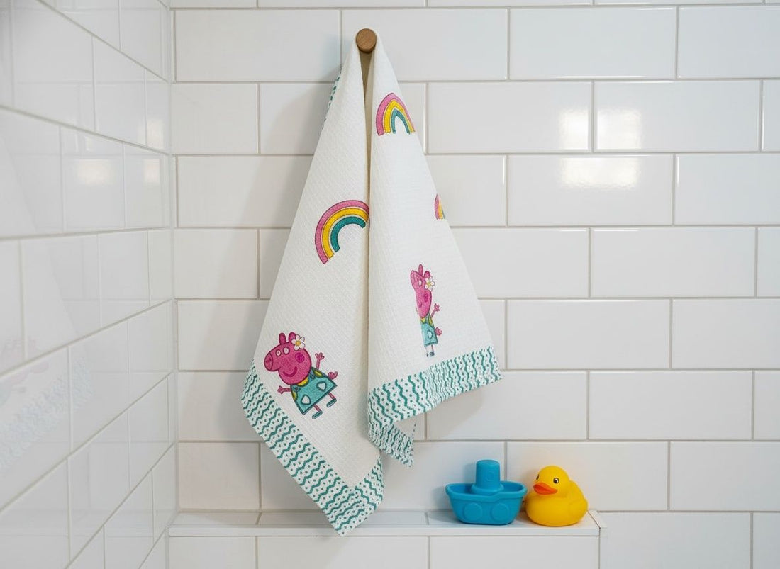 Piggy Block Printed Waffle Bath Kids Towel