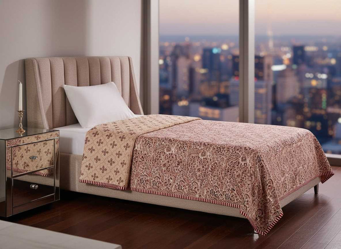 Kesaria Bloom Mulmul Cotton Reversible Single Dohar